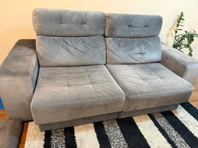 Sofá Cama 3 Lugares Retrátil Cinza Suede ? Retirada Itaim Bibi