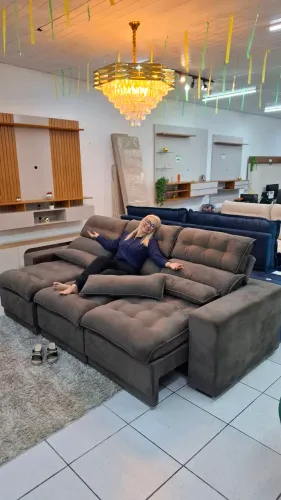 Sofá retrátil e reclinável tamanho família em promoção ? a pronta entrega