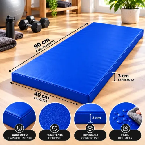 Colchonete para Yoga e Alongamento 90x40x3 cm Confortável e Resistente