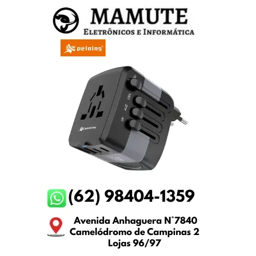 Adaptador Universal Tomada 30W GaN Turbo 4 Portas 2 USB-C + 2 USB-A Viagem Internacional