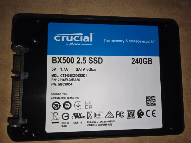 SSD Crucial BX500 240GB SATA III 2.5" - Rápido e Confiável