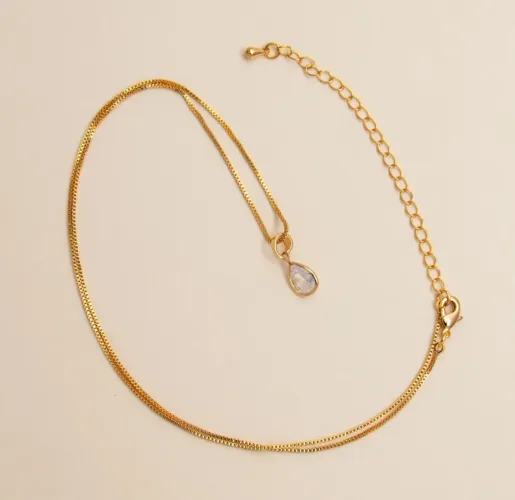 Colar Pingente de Gota Ponto de Luz