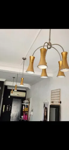 Conjunto de iluminação de lustre e pingentes