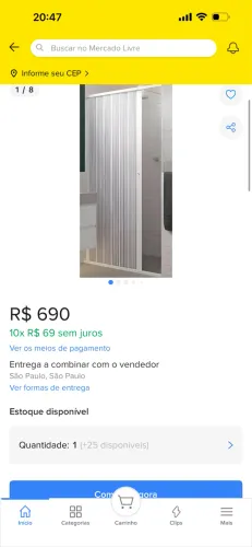 Box Sanfonado Pvc Translúcido L 1,00 X 1,85 A Armação Granito Painel Translucido Fosco