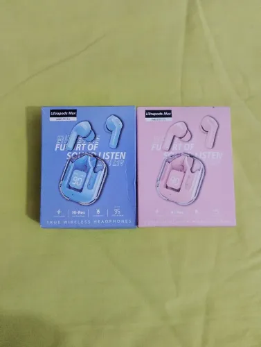 Combo Casal/Amigos: 2 Fones Bluetooth Ultrapods Max (Rosa e Azul) Novos