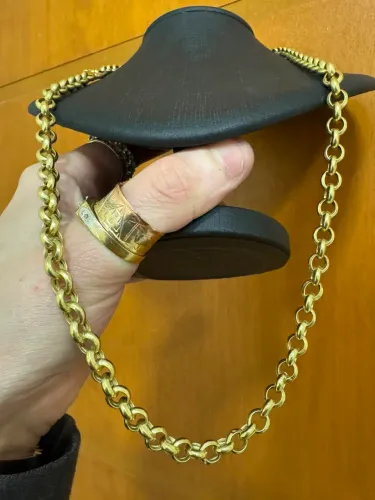 Corrente Elo Português de ouro 23.35g 18k procedência garantia eterna