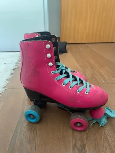 Patins roller 4 rodas rosa