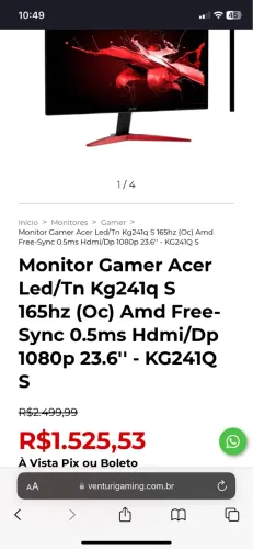 Monitor gamer ACER 24? full hd
