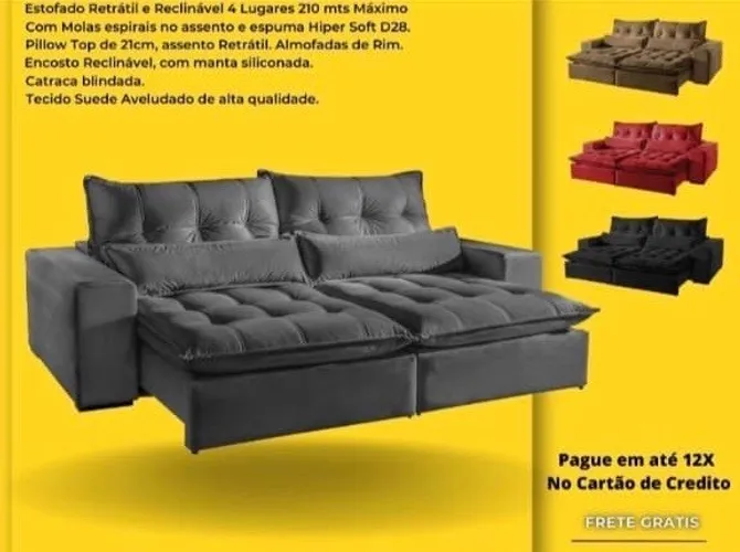 Sofa Retratil Reclinável Máximo Plus 2,50 mts 