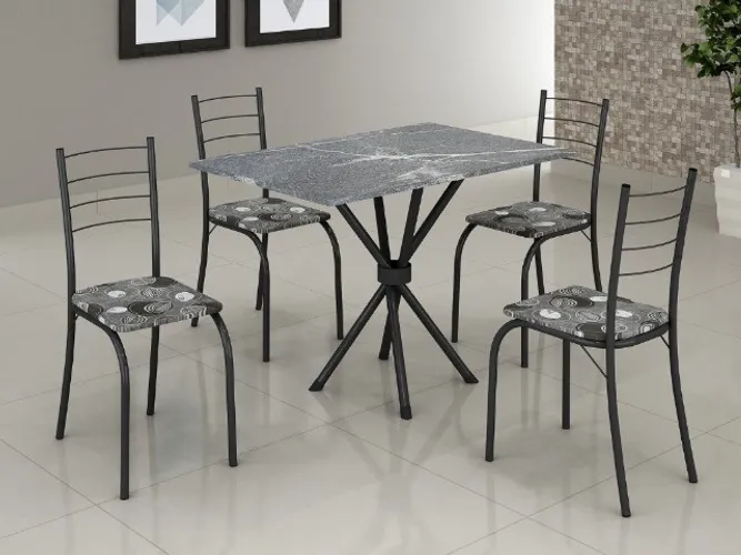 Mesa Tubular Rio Preto Fosco c 4 cadeiras Até 12x - Frete Grátis