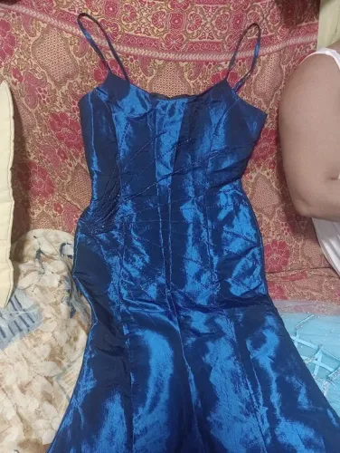 Promoção Vestido de festa azul escuro longo M