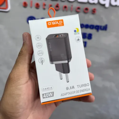 Carregador USB-C e USB-A 40W Turbo Tipo C CA42-4 - aGold