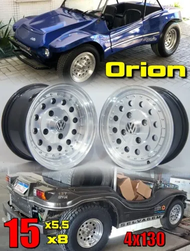 Roda aro 15 Volkswagen Fusca Orion prata com diamantado 4x130 jogo novo