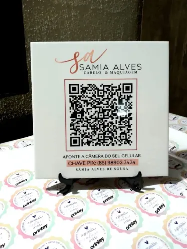 Quadro de Pix azulejo personalizado com qr code e sua logomarca