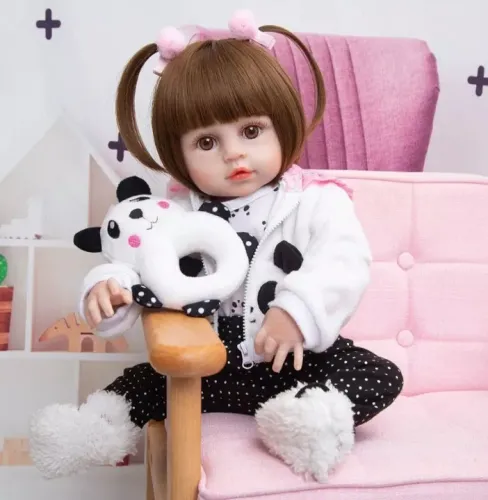 Boneca Reborn pandinha corpo  de tecido.