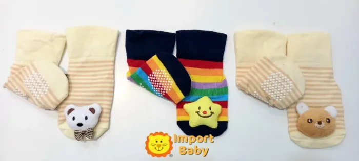 Meia Infantil Pantufa com Aplique e Antiderrapante Tam 1 a 2 Anos Estampas Diversas