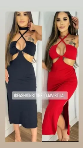 Vestido Midi anarruga com recortes tamanho médio