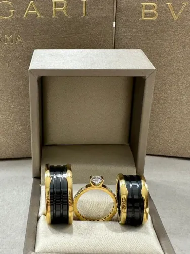 anel aliança bvlgari ceramica preta