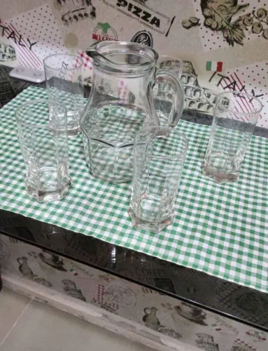 Jogo jarra p suco + 5 copos em vidro