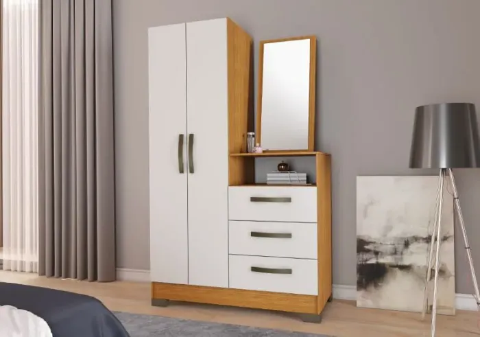 Guarda-Roupa com Espelho e Gavetas - Organização e Estilo