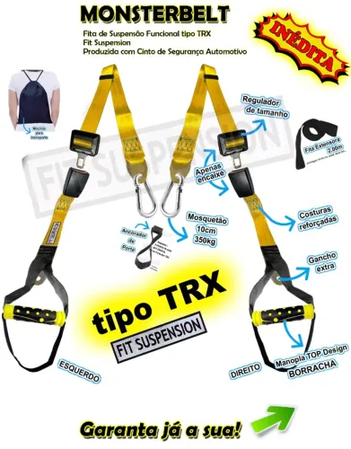 Fit Suspension MonsterBelt M1 | Fita de Suspensão tipo TRX com Regulador, Treino Funcional