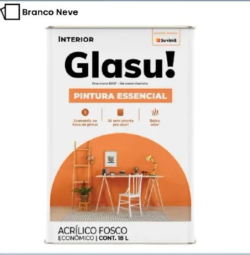 Tinta Acrílica Fosca Branco Neve Glasu! 18L - Suvinil