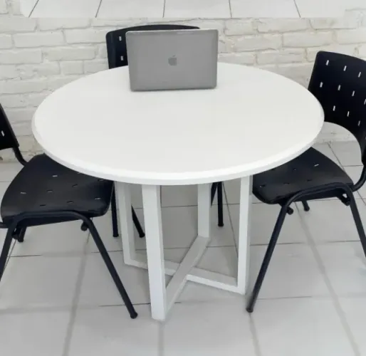 mesa redonda 96cm de reuniao branca