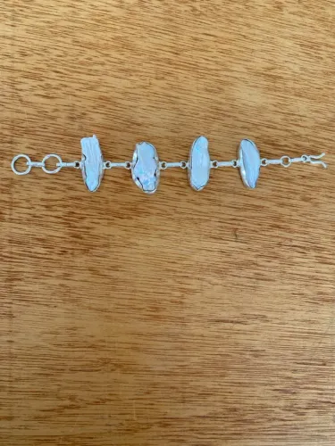 Pulseira de prata 925 com pérolas barrocas 