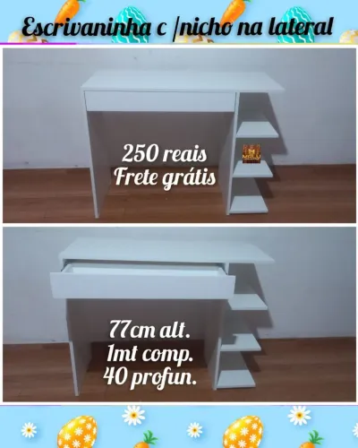 Escrivaninha com Nicho Lateral - Frete Grátis
