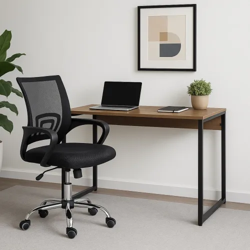 CONJUNTO MESA INDUSTRIAL 1.20x0.60 COM CADEIRA PARA ESCRITÓRIO - LOJA IKONMIXOFFICE