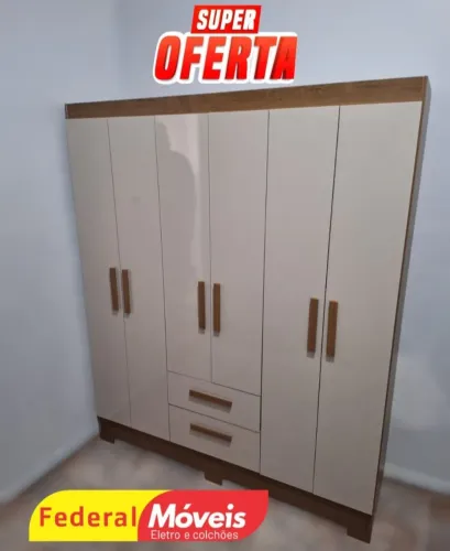 Guarda Roupa 6 Portas e 2 Gavetas - Novo, Espaçoso e Elegante!