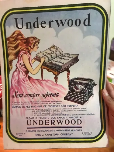 Cartaz propaganda antiga máquina de escrever underwood 