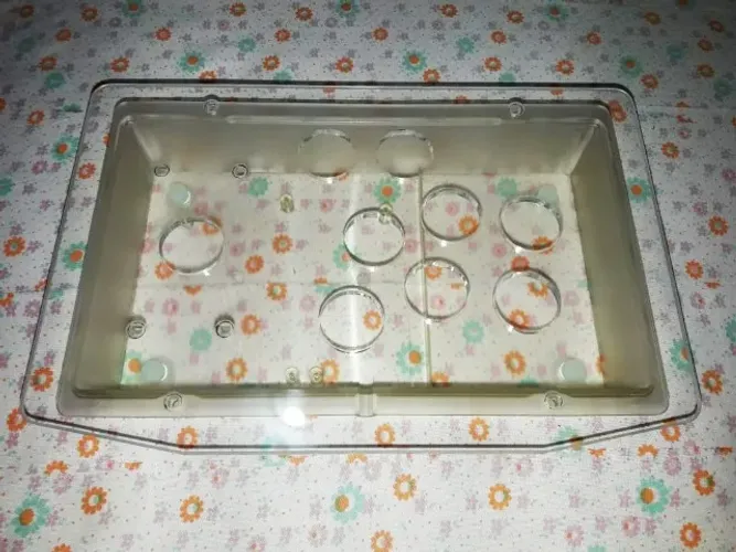 Case Plástico Acrílico Transparente Arcade Fliperama Video Game 8 Buracos para botões 30mm