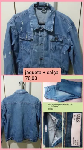 Conjunto jaqueta e calça jeans infantil