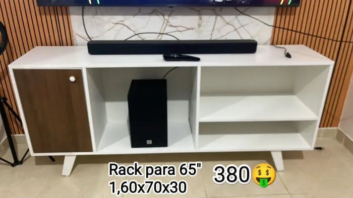 Rack para TV 65" com design moderno e funcional 100% MDF. Entrega grátis