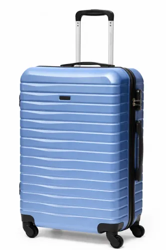 Mala De Viagem Sestini Luxo M 24 Polegadas Azul Rígida 4 Rodas Giro 360°