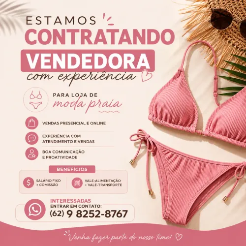 Vaga para Vendedora com Experiência | Moda Praia