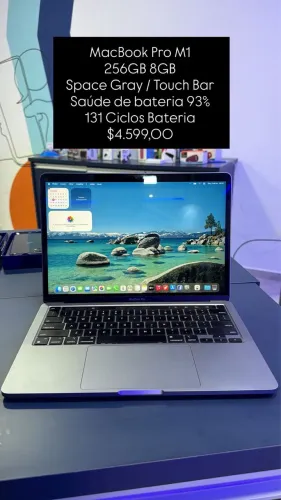MacBook Pro M1 / 256Gb / Space Gray / Touch Bar / saúde de bateria 93%