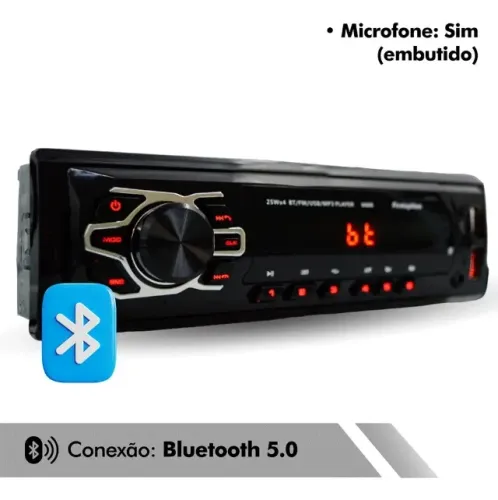 Radio Mp3 Som Automotivo Bluetooth 2x Usb Fm Sd Auxiliar 12v