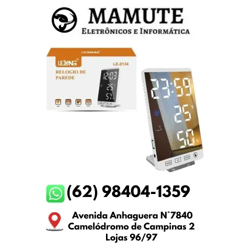Rélogio Digital Temperatura Hora Decorativo De Mesa Parede LE2134