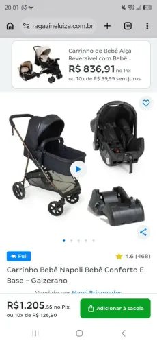 Carrinho de bebê com bebê conforto