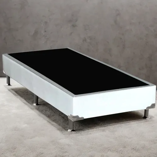Base Box Solteiro Simples Corino Branco - ALTO NÍVEL CAMAS E COLCHÕES / pronta entrega 
