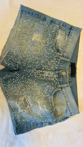 Short Jeans destroyed - aplicação brilhante - Spezzato - Tam 42
