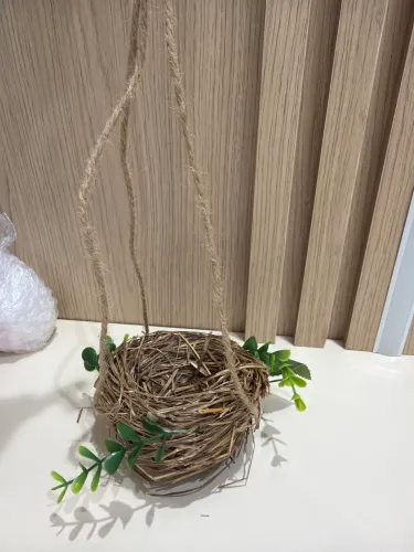 Enfeite para Pendurar Ninho de Páscoa Marrom e Verde Rústico (22cm)
