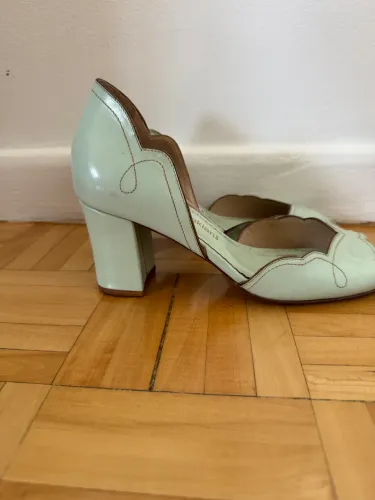 Sapato Peep Toe de Couro Sarah Chofakian - Verde Menta - Tam 35