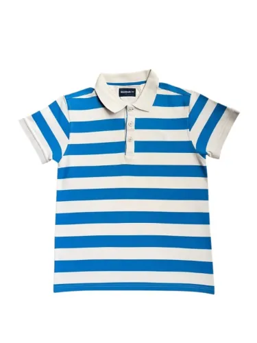 Camisa polo Listada - Reebok - Azul e Cinza - Tamanho M
