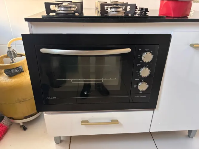 Kit Fit Line Fischer Forno Elétrico Preto e Cooktop 4B Trempe Iron