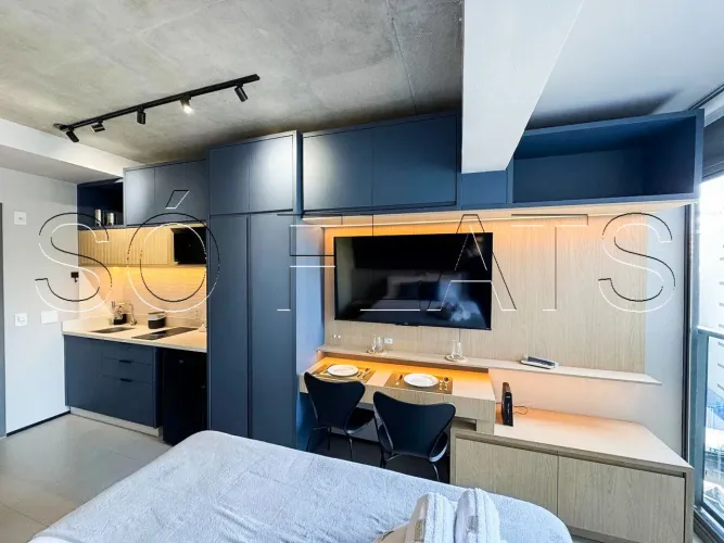 Studio mobiliado no Paraíso na Paulista com varanda ideal para morar ou investir