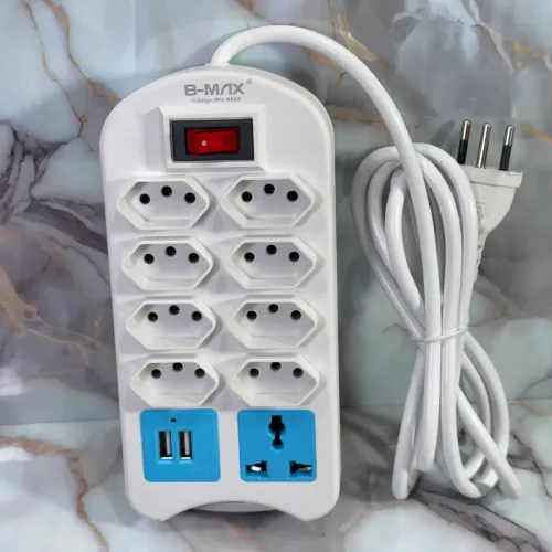 Régua extensão 2 metros 9 tomadas 2 USBs 