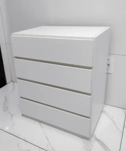 Gaveteiro Branco MDF, Novinho 4Gavetas, Cosrrediças Telescópicas,